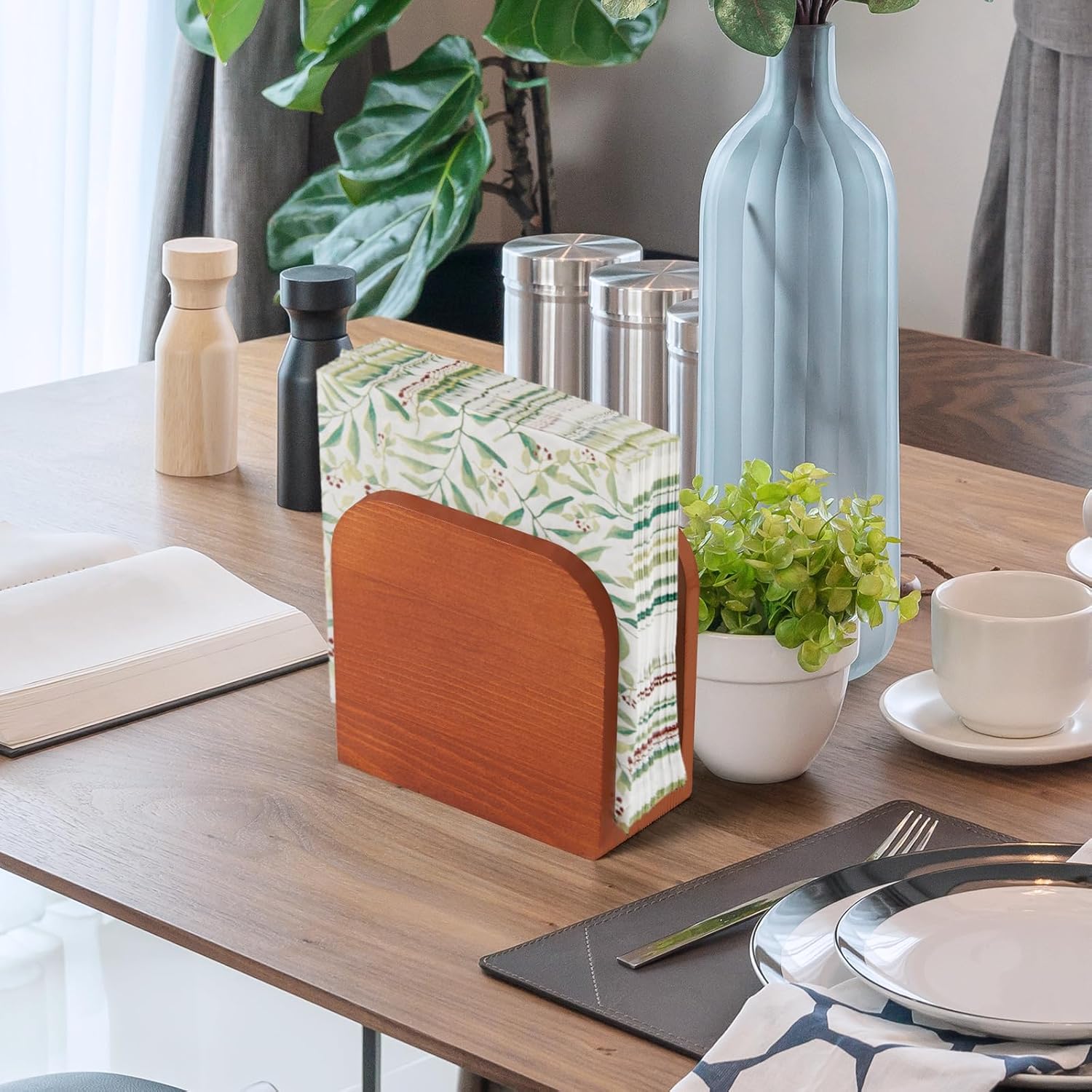 ALELION Acacia Wood Napkin Holder for Table