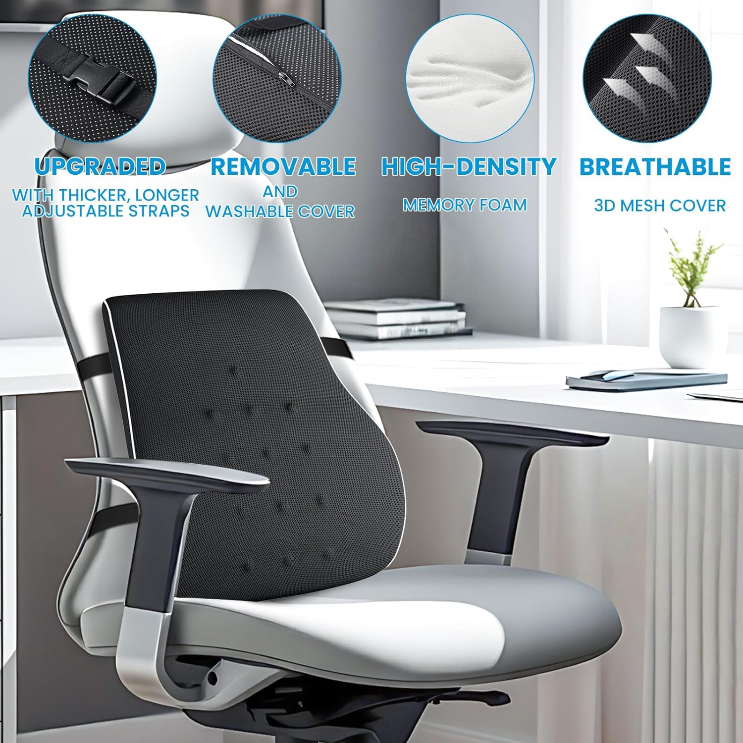 QUTOOL Lumbar Support Pillow for Office Chair and Car Seat