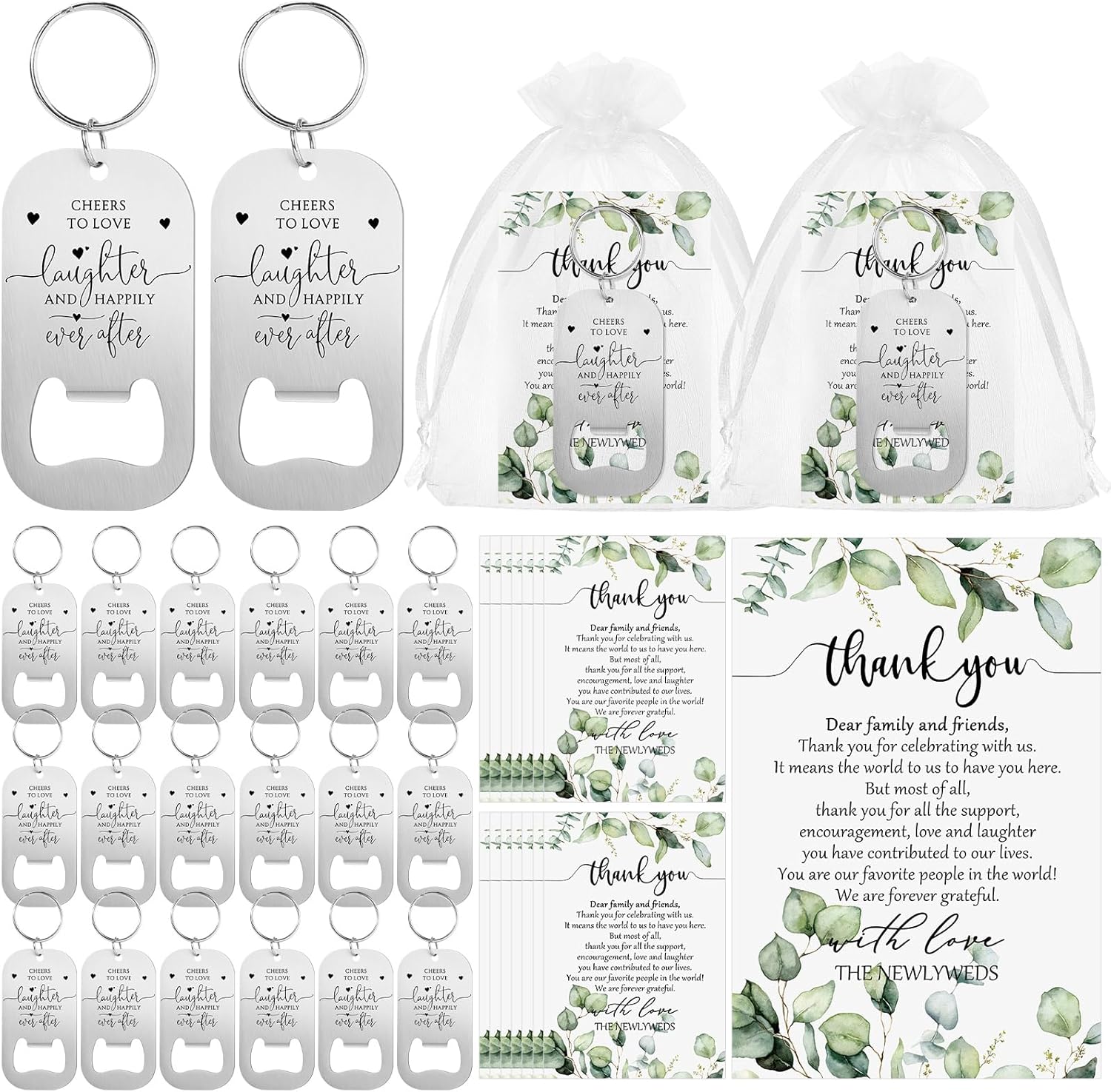 50 Sets Wedding Favors Bottle Opener Keychain Gift Set