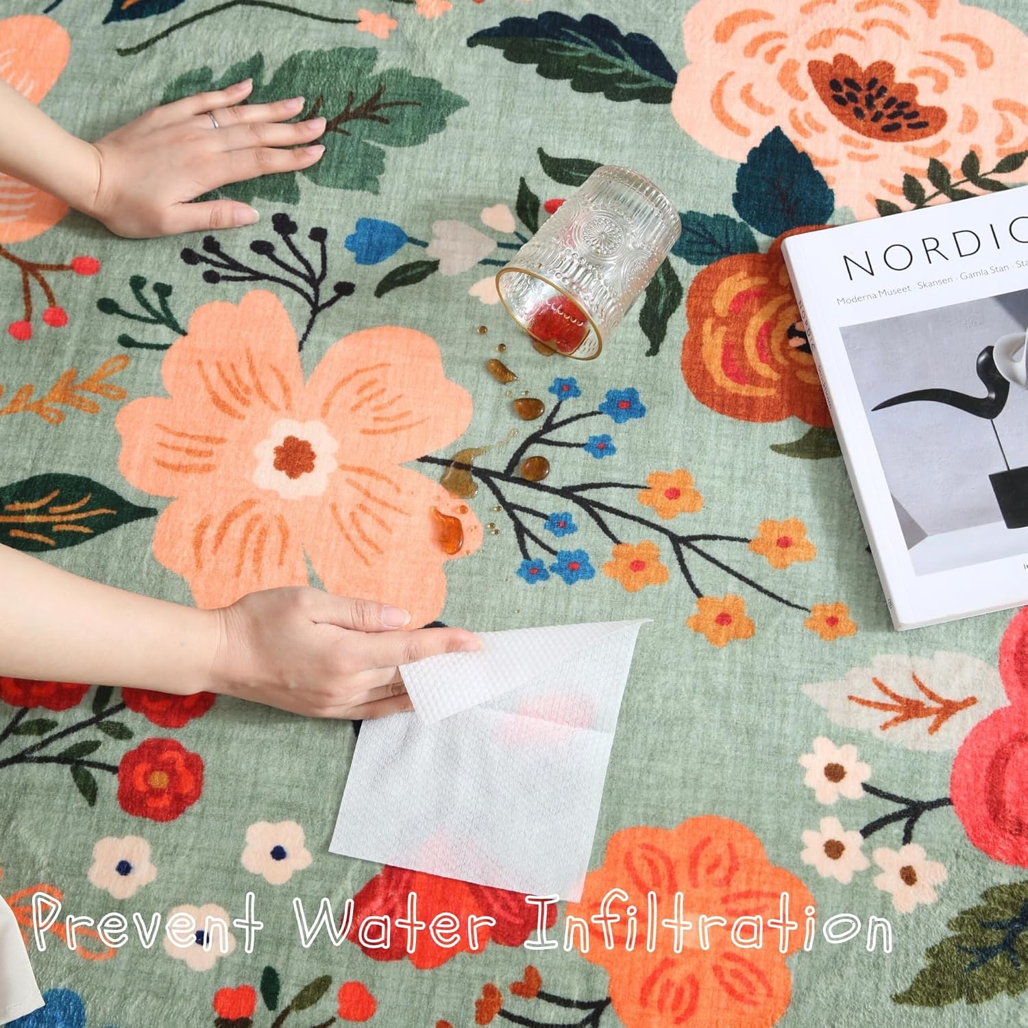 Rugcomf Soft Floral Runner Rug with Non-Slip Rubber Backing