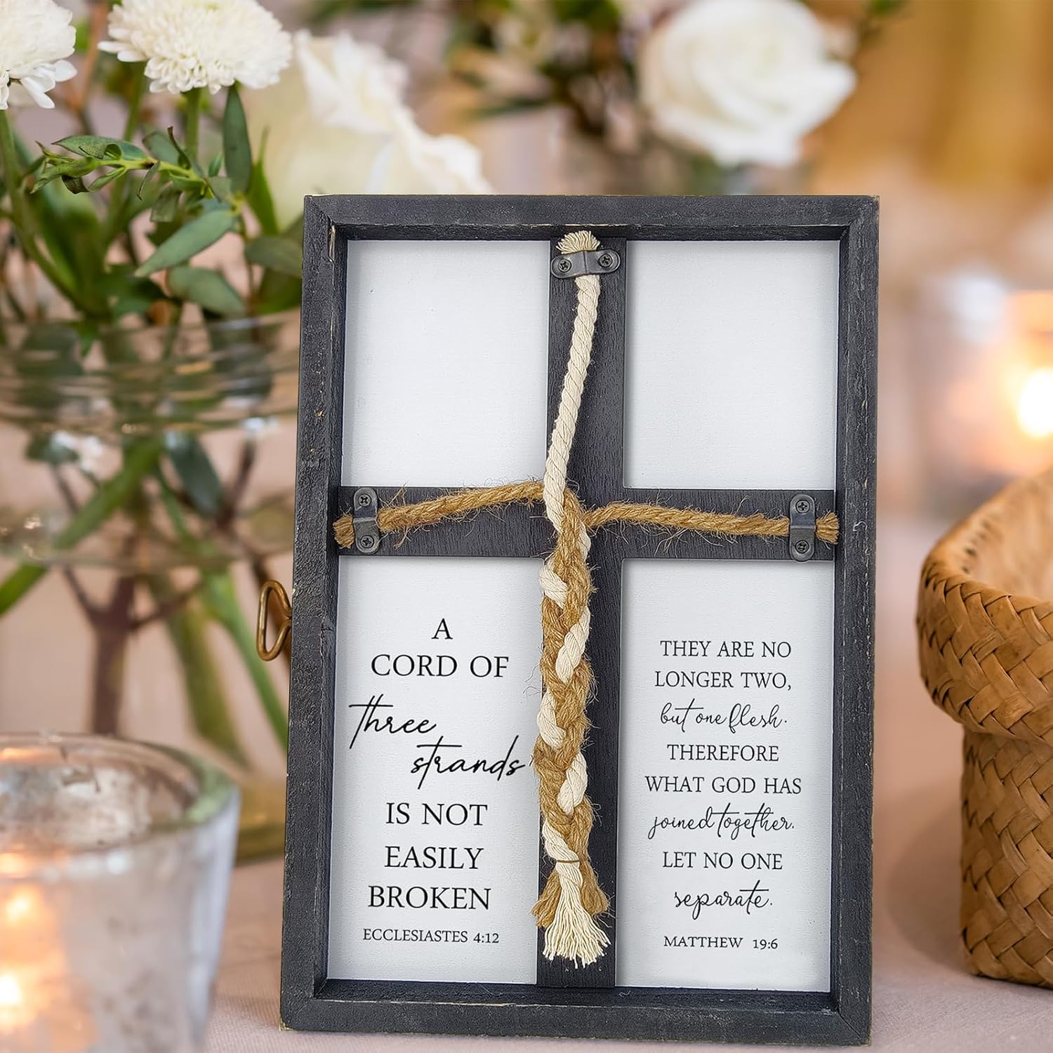 Three Strands Wedding Sign Wall Decor Unity Cross Black