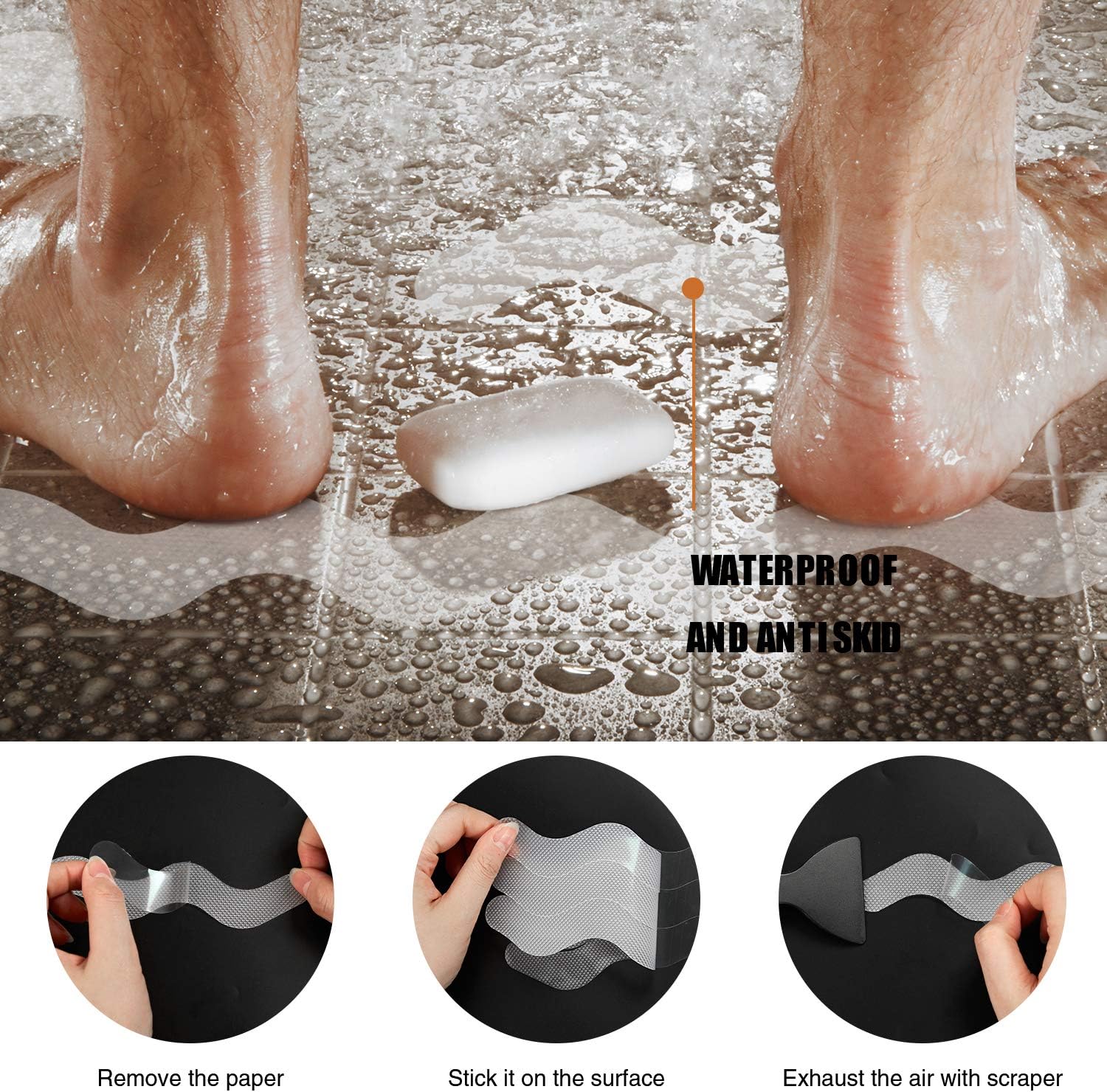 USA Patented Anti-Slip Shower Stickers 24 PCS Set