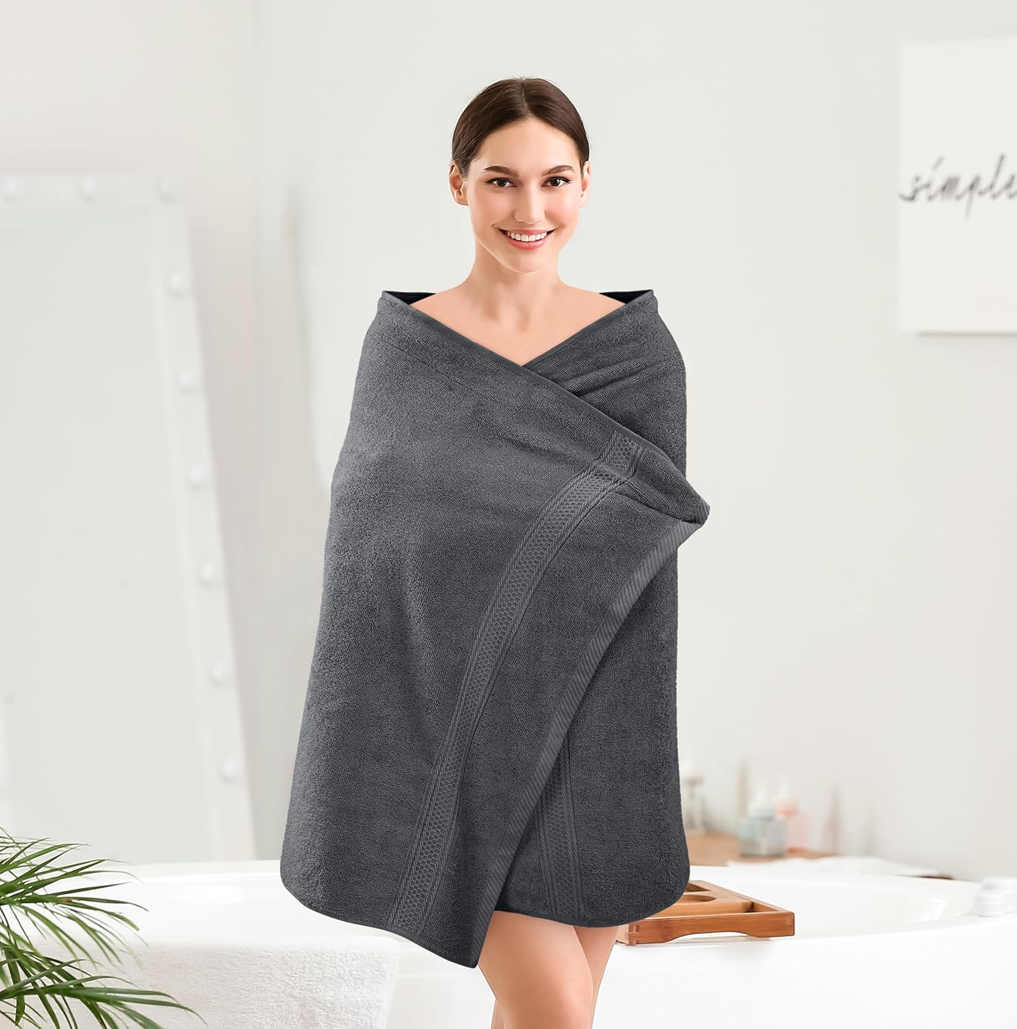 Utopia Towels 4 Pack Premium Bath Towels Set Grey