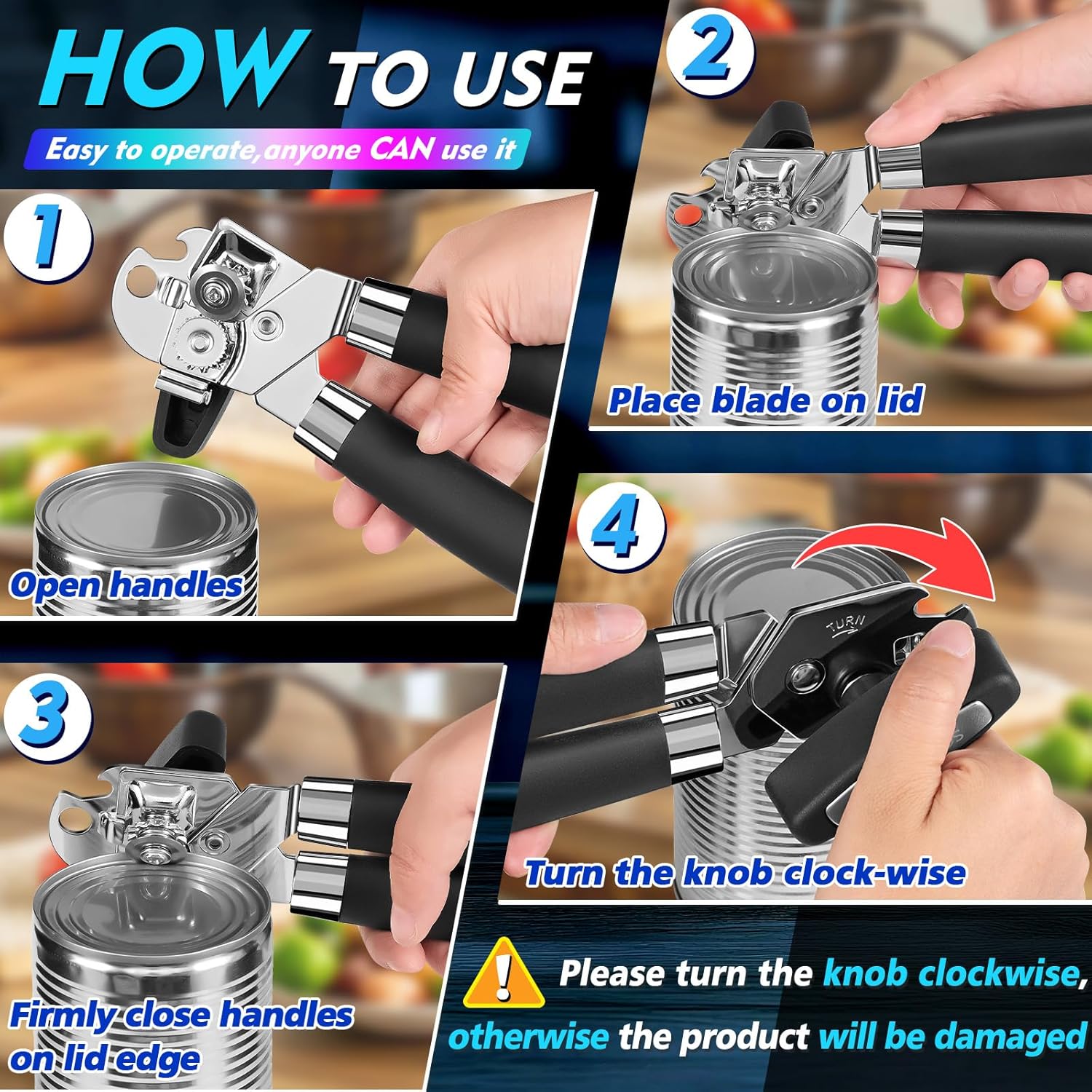 SOVARCATE Heavy Duty 4-in-1 Can Opener with Magnet Lift