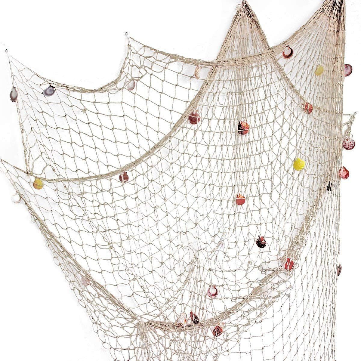 Rosoz Nature Fish Net Wall Decor with Shells