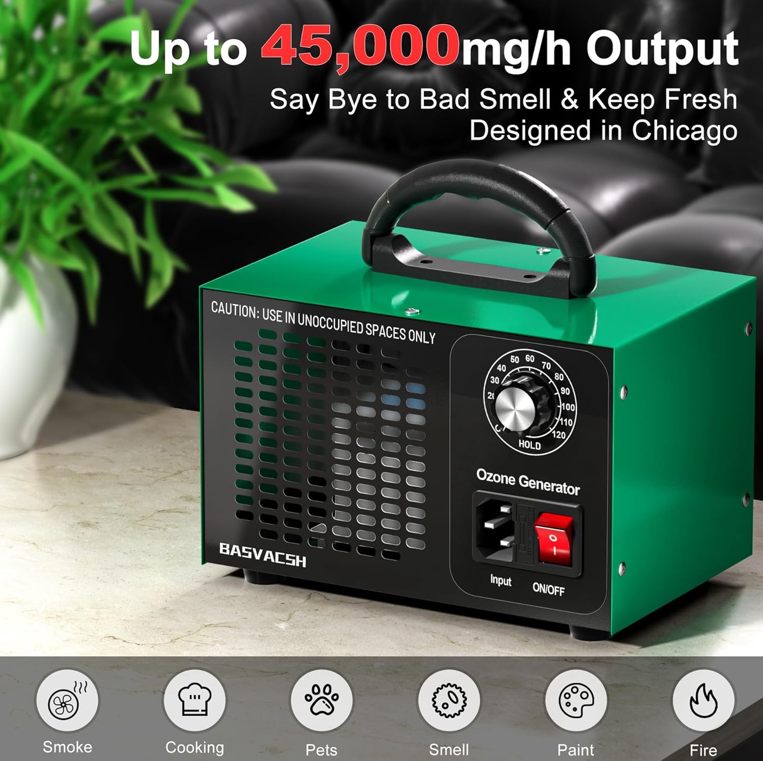 Ozone Generator 45000mgh for 2500 sq ft