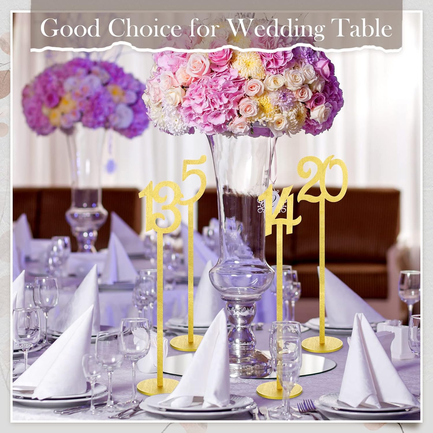 20 Pcs Wood Wedding Table Numbers 1-20 with Holder Base