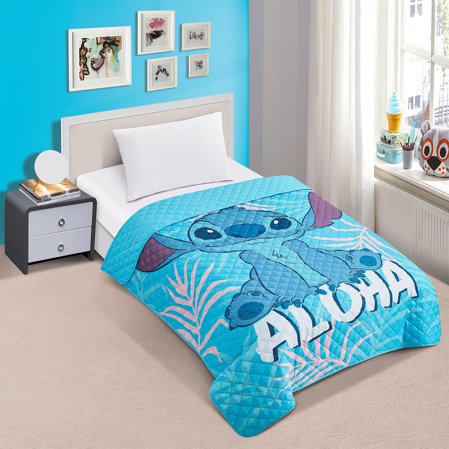 Disney Stitch Twin Bedspread Set for Kids