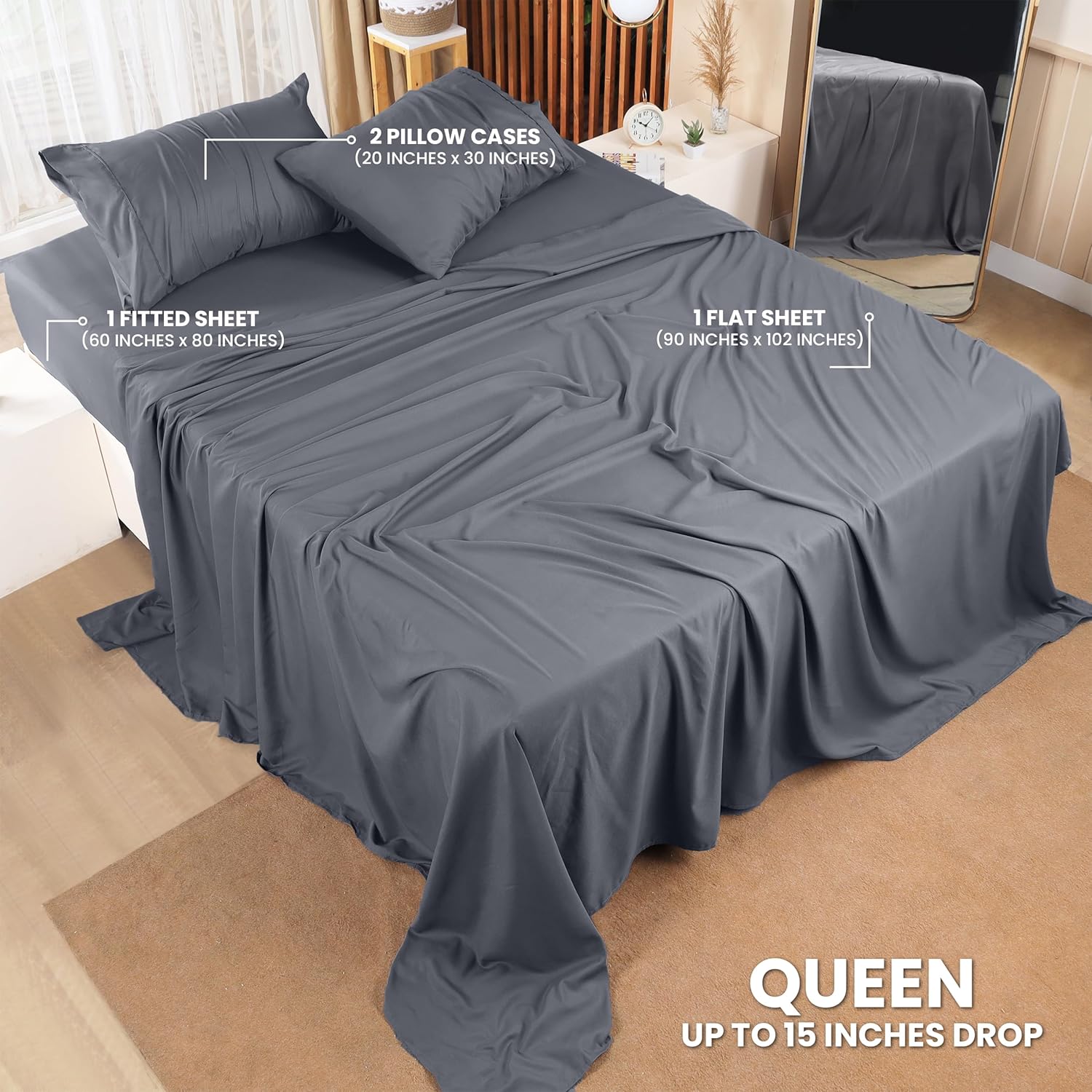 Utopia Bedding Queen Sheet Set - 4 Piece