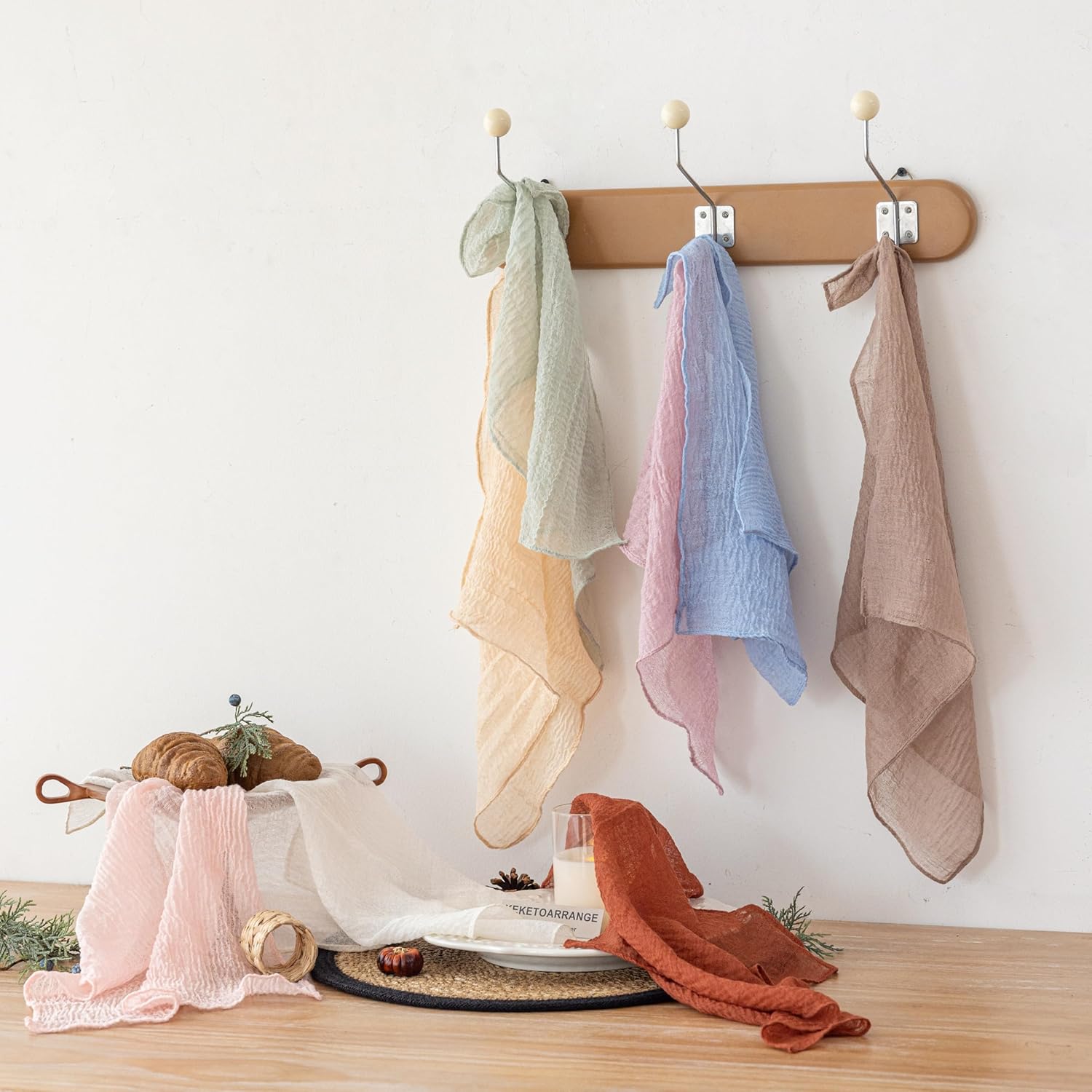 Keketoarrange Cheesecloth Napkins 17x17 Inches Reusable Bulk Set of 6 Nude