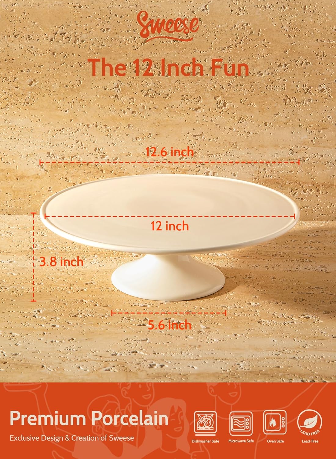 Sweese 12-Inch Porcelain Cake Stand for Parties