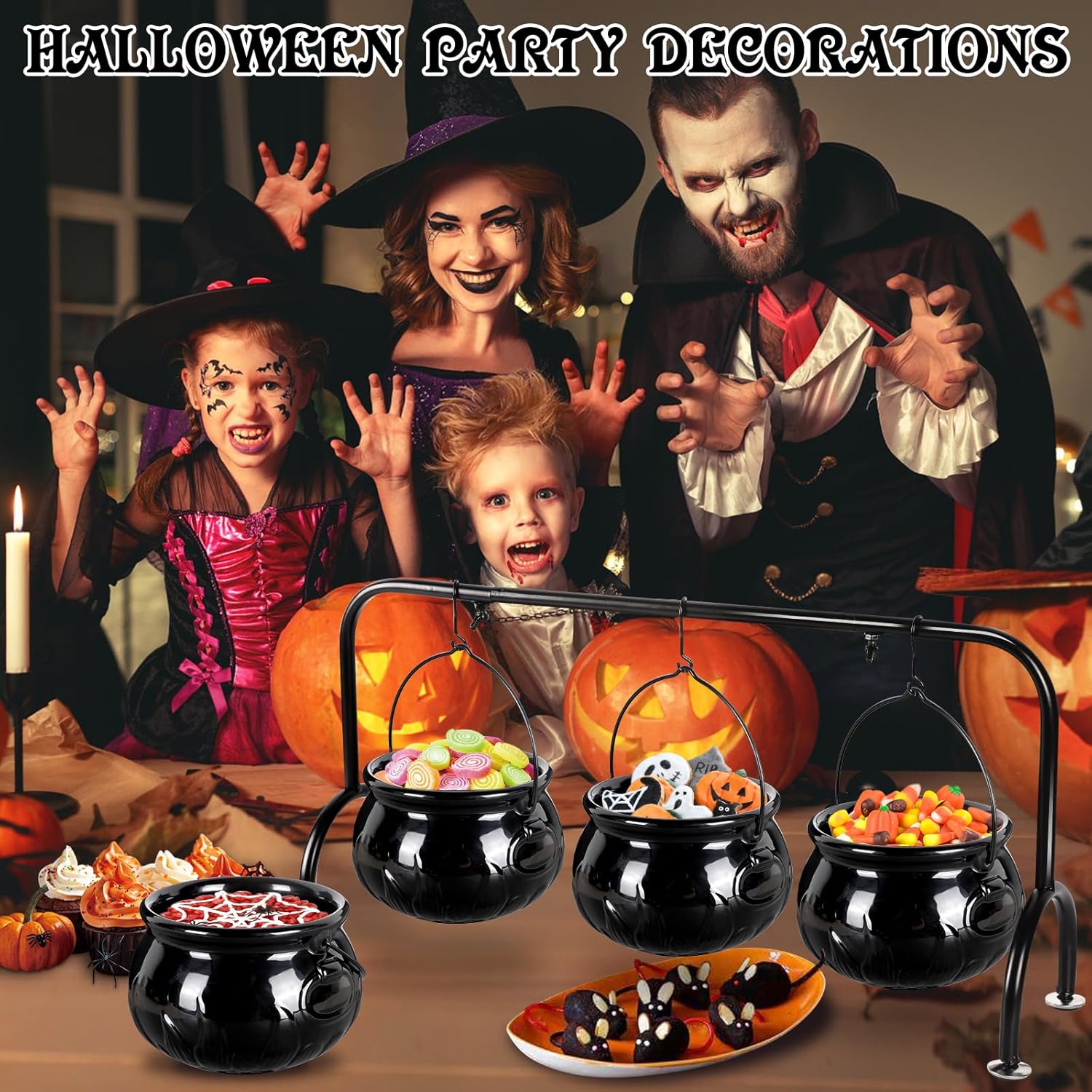 Halloween Witch Cauldron Serving Bowl Set