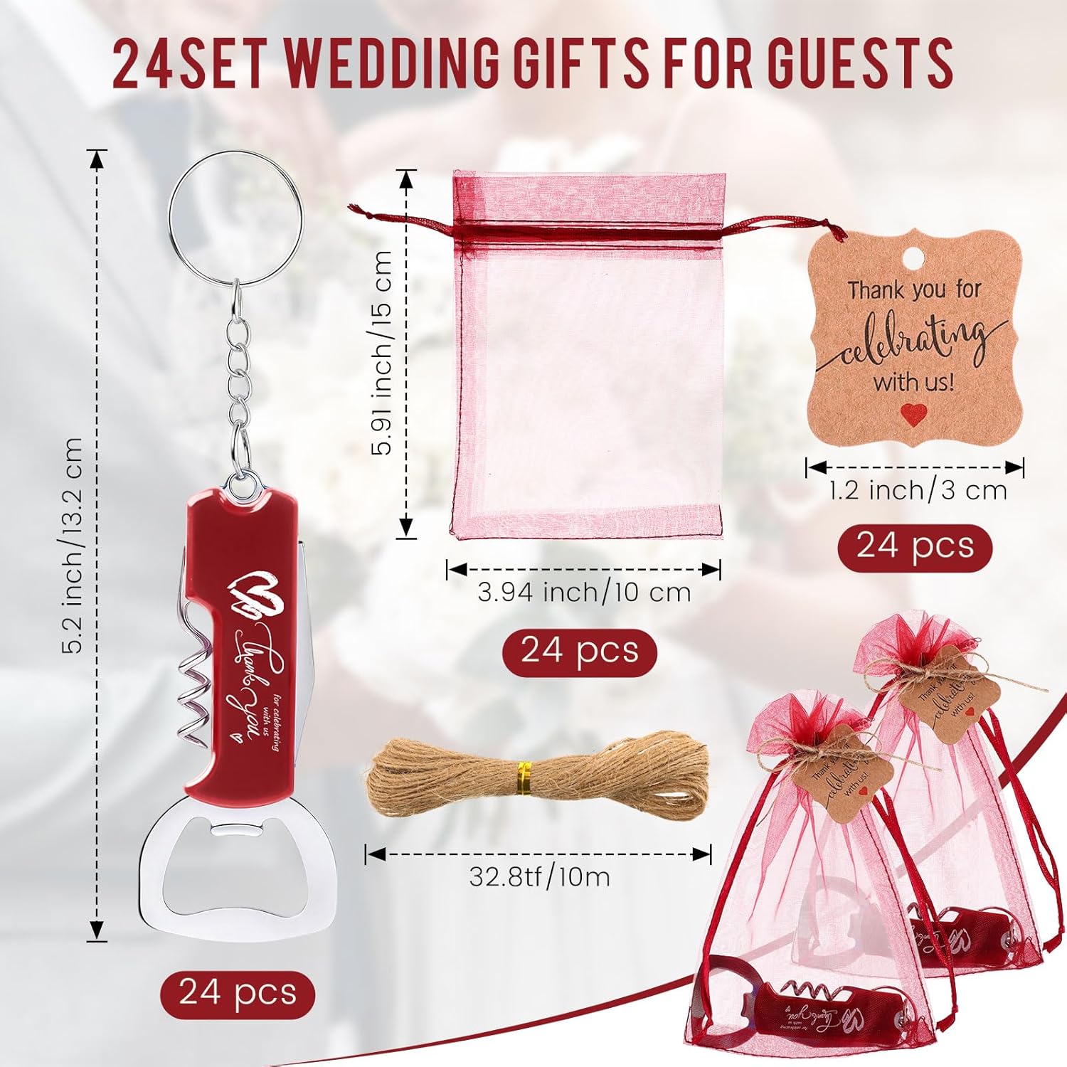 Vesici 24 Piece Wedding Favors with Bottle Openers and Keychains
