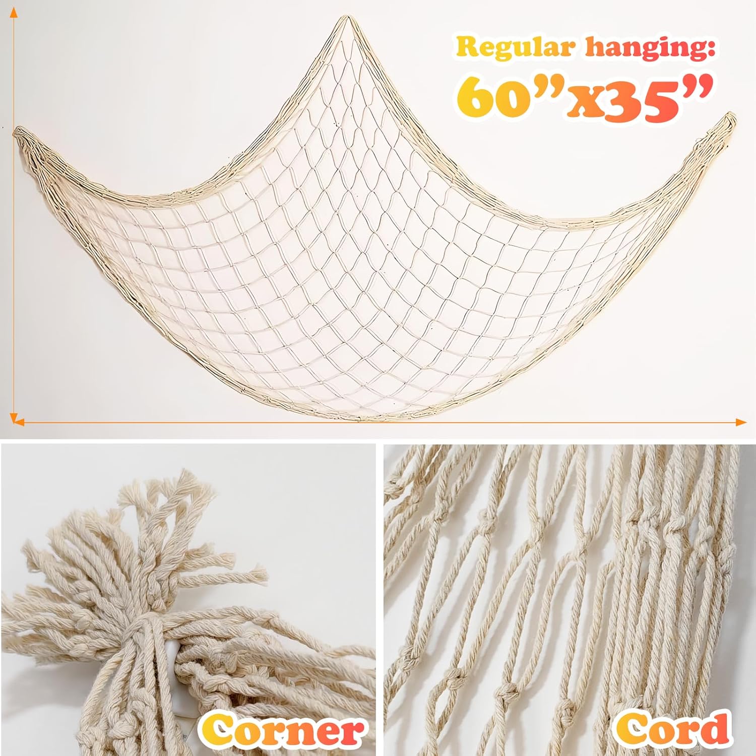 2 Pack Fish Net Decorations for Nautical Party