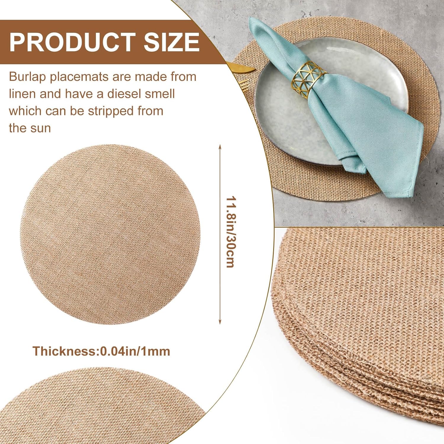 Mifoci 100 Fall Burlap Placemats 118 Inch Reusable Round Table Mats