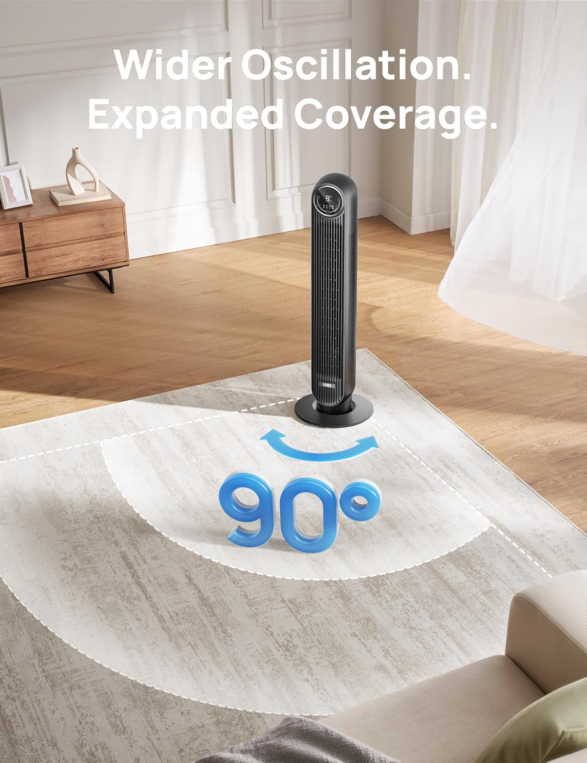 Dreo Tower Fan for Bedroom with 4 Speeds and 4 Modes