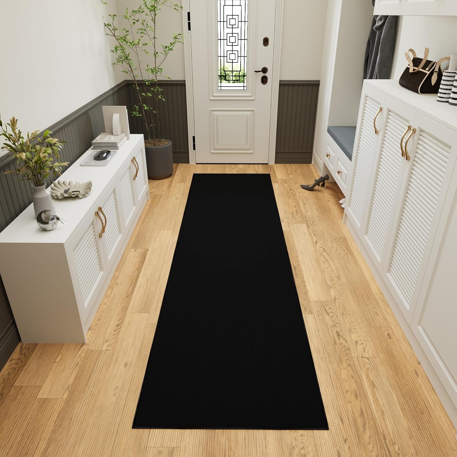 Ottomanson Hallway Runner Rug 27 x 910 Non Slip Black