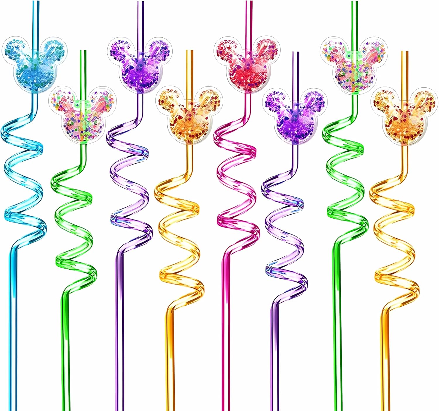 24Pcs Glitter Mouse Straws for Kids Parties