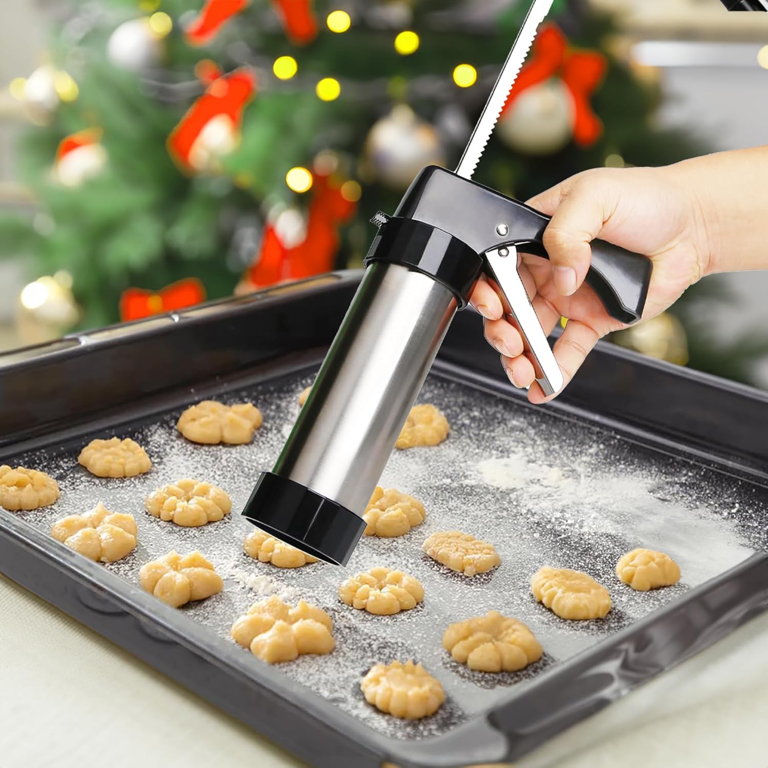 Cookie Press Set with 13 Discs and 8 Icing Nozzles