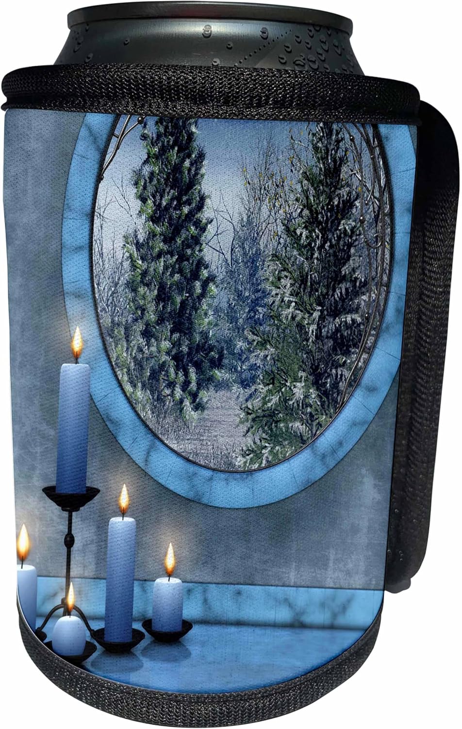 Stylish Can Cooler Wrap - Blue Candles Design