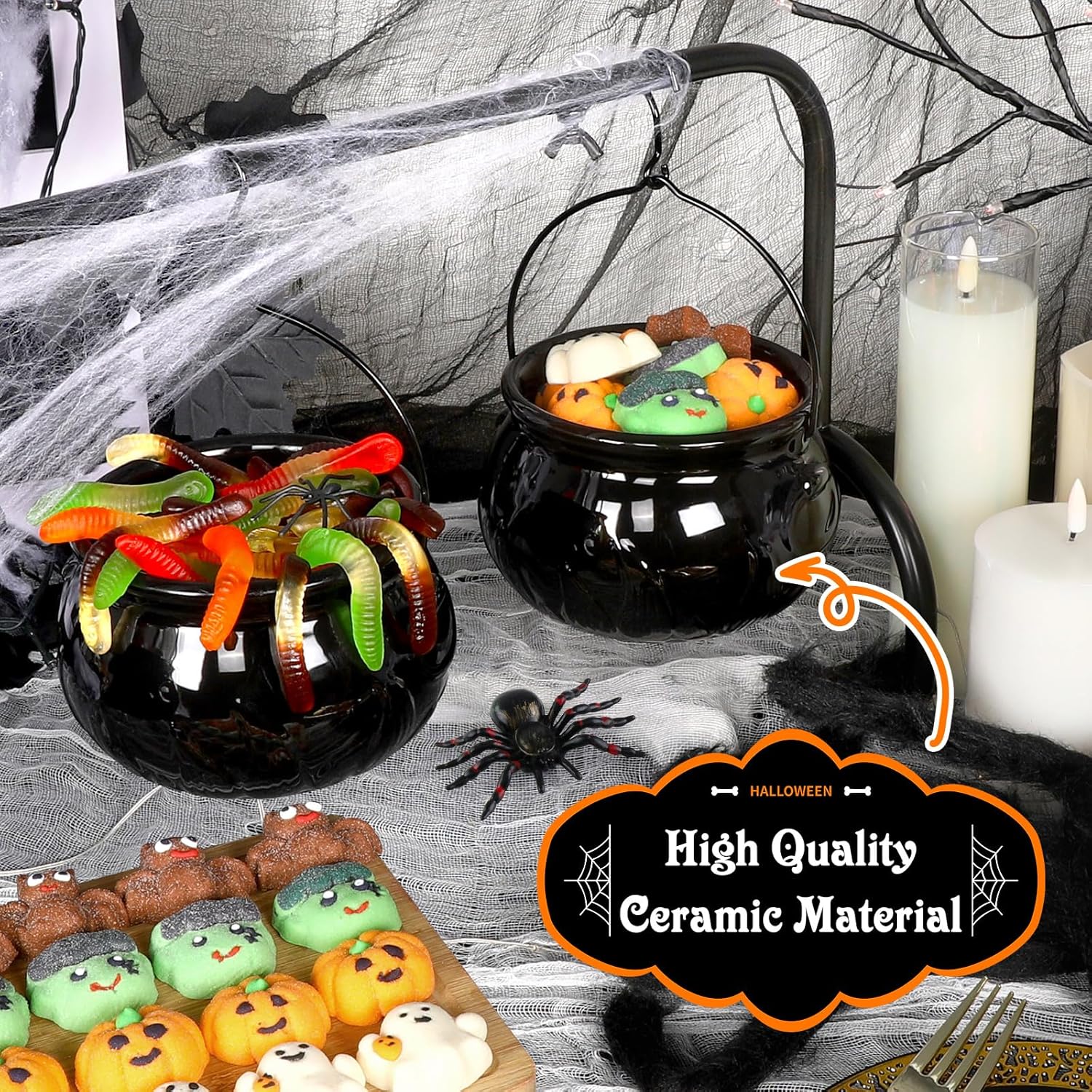 Halloween Witch Cauldron Serving Bowl Set