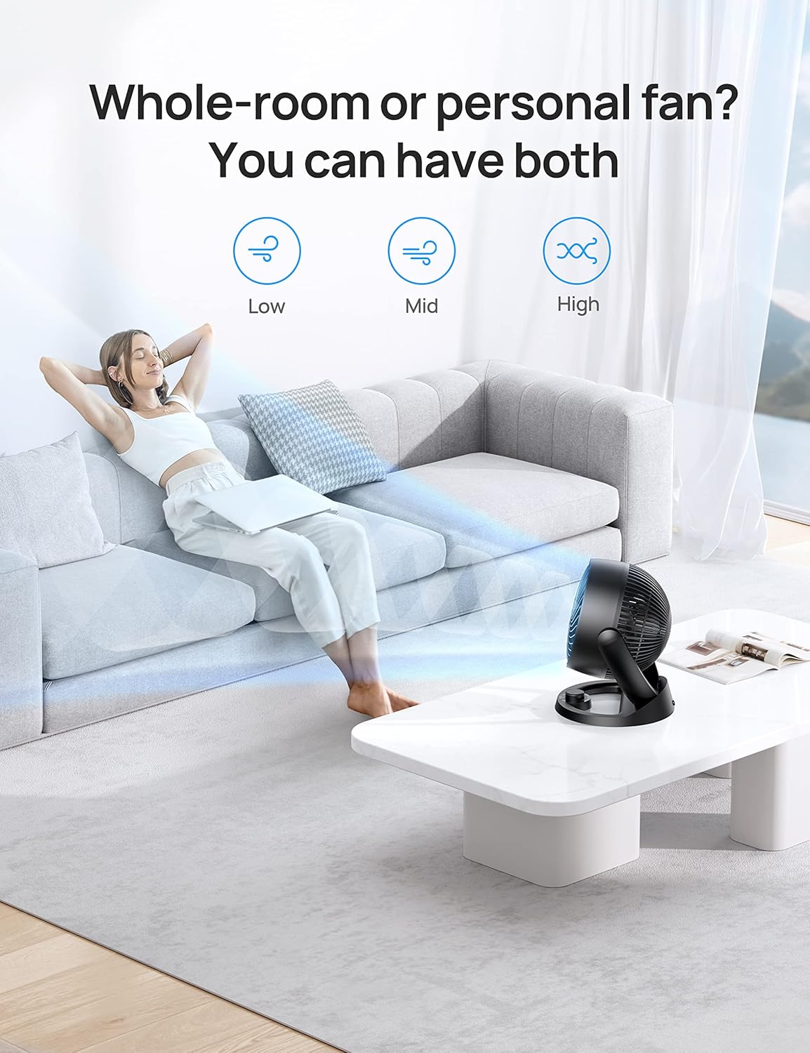 Dreo 12-Inch Table Fan for Whole Room Circulation