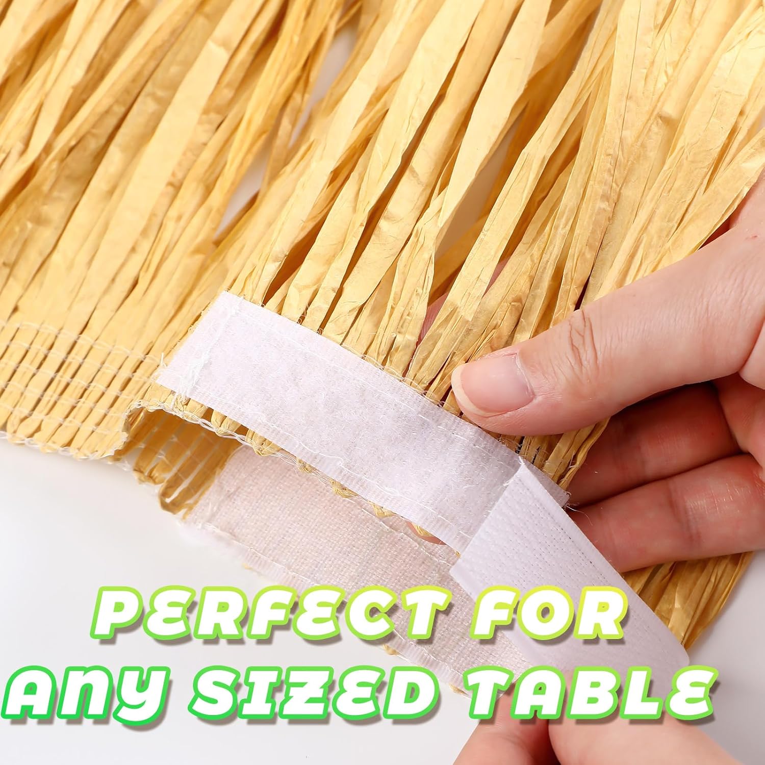 Mixweer 105 Ft Raffia Grass Table Skirt for Hawaiian Party