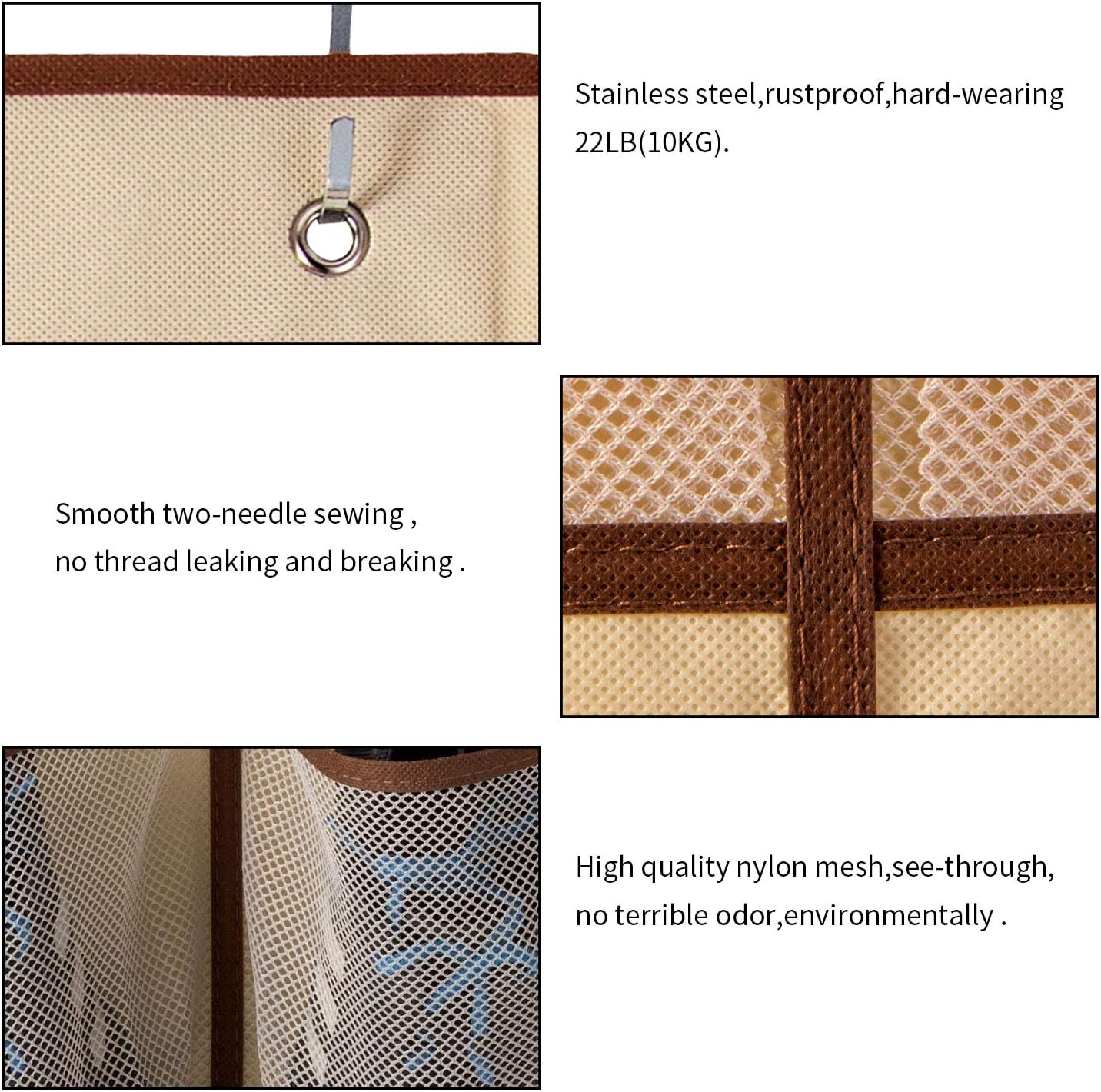 KEEPJOY Hanging Shoe Organizer 12 Pockets Beige