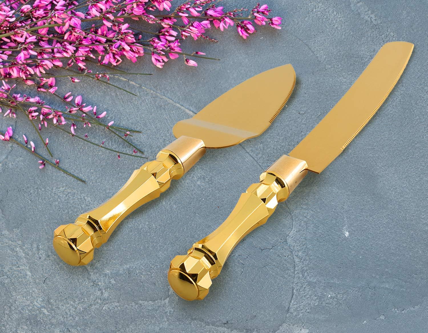 Homi Styles Gold Elegant Cake Knife and Server Set