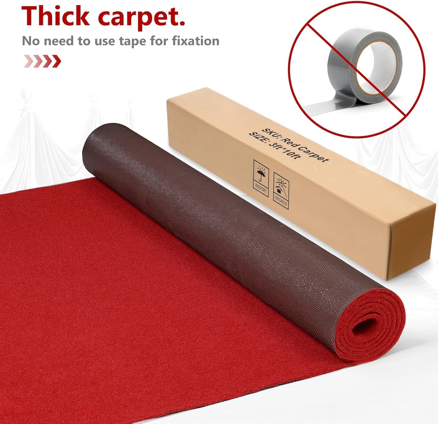 3ft x 10ft Extra Thick Red Carpet Runner for Party and Events