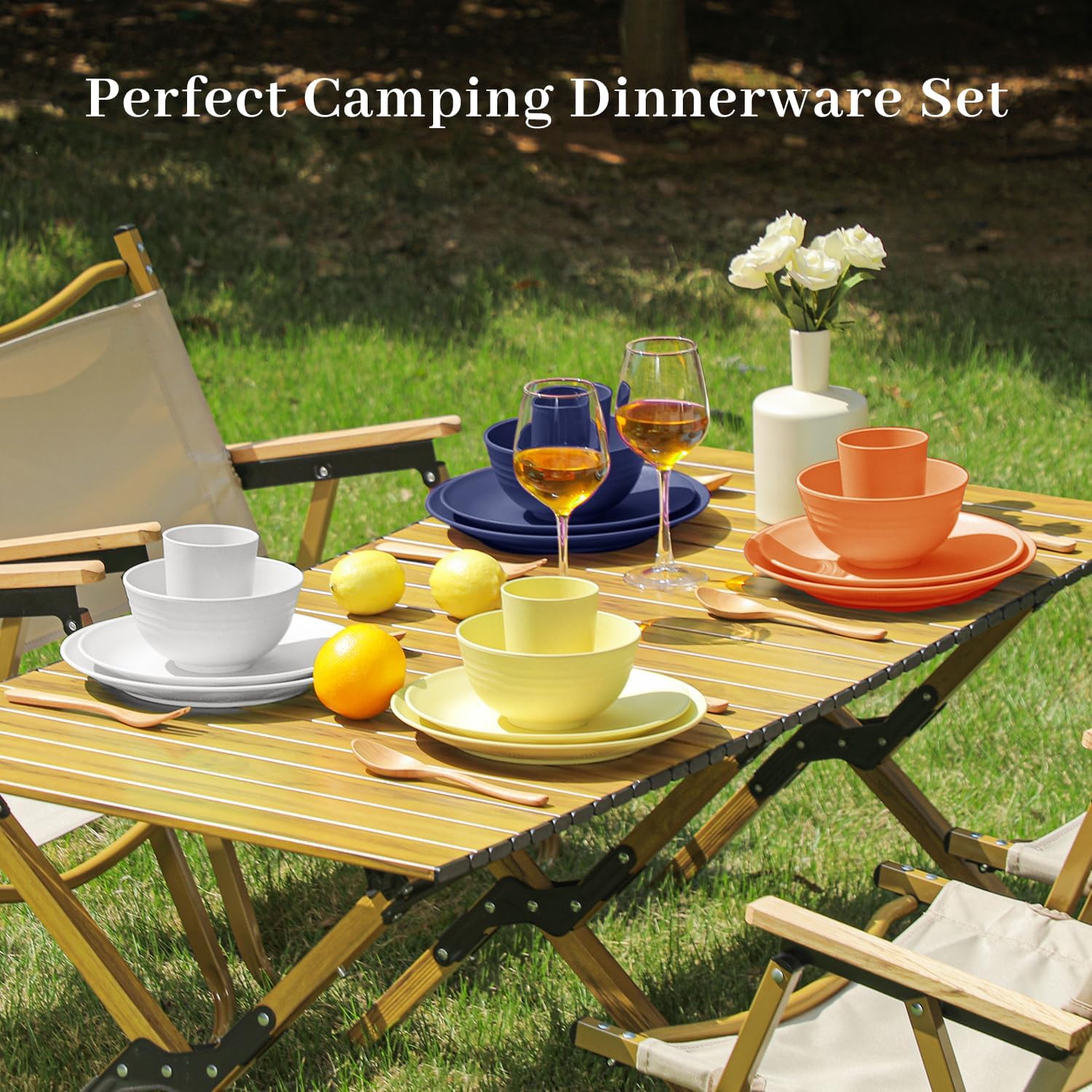 PYRMONT 16PCS Wheat Straw Dinnerware Set for 4