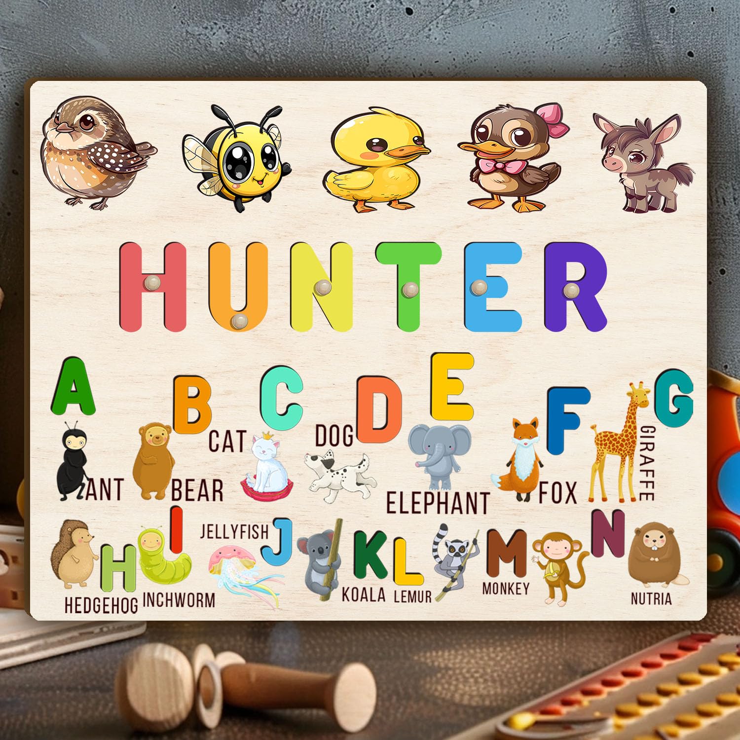 Personalized Wooden Name Puzzle for Baby Boy and Girl