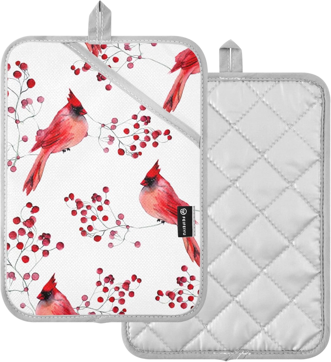 Berry Cardinal Bird Hot Pad Set of 2