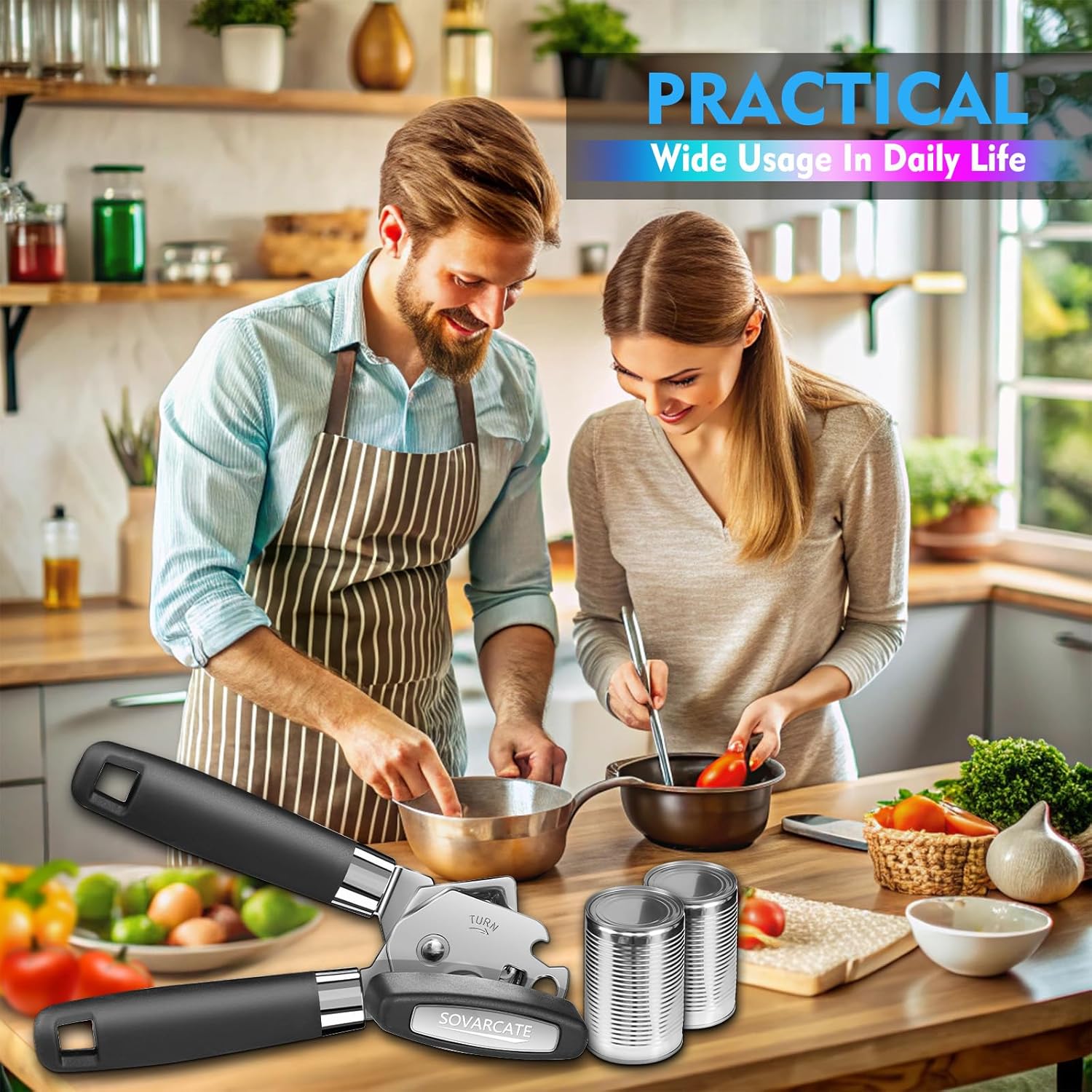 SOVARCATE Heavy Duty 4-in-1 Can Opener with Magnet Lift