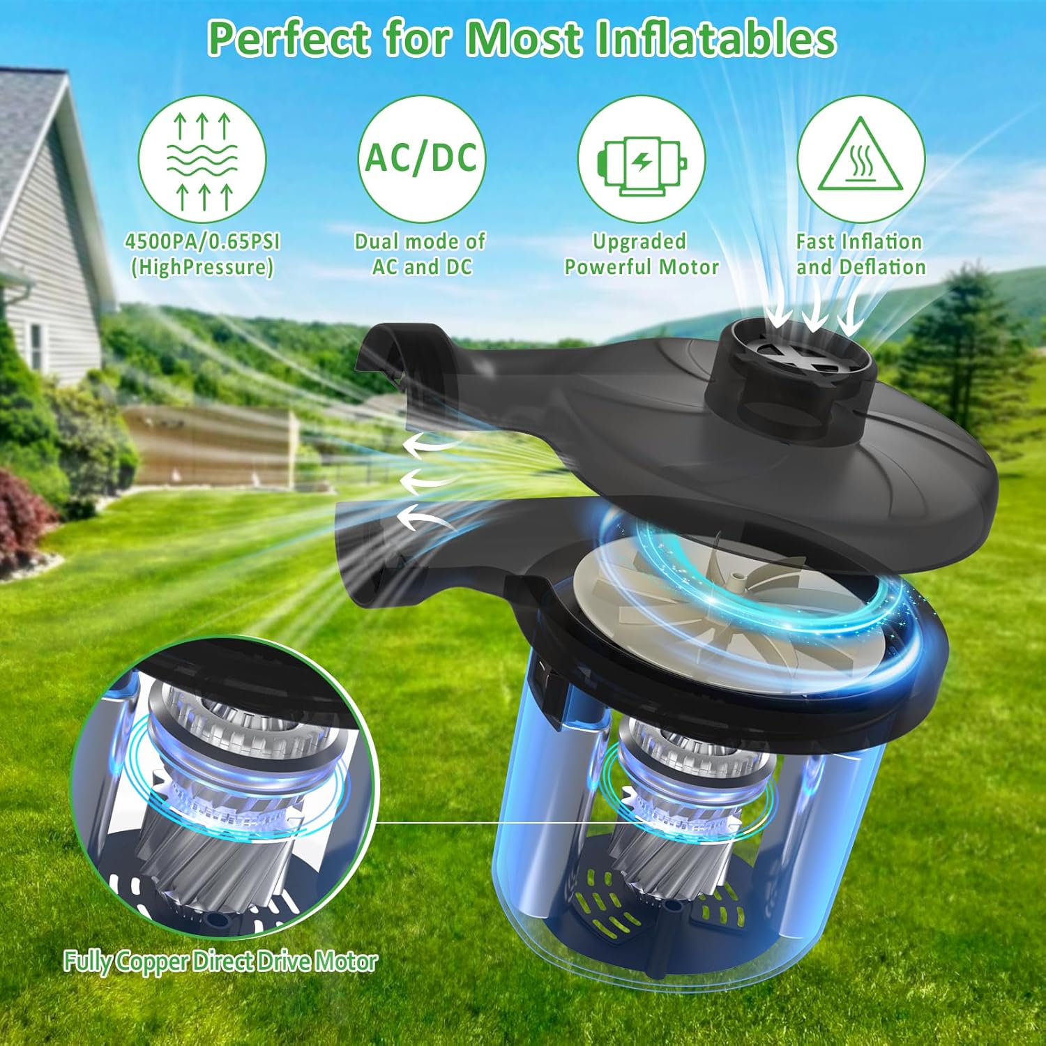 AGPTEK Electric Air Pump with 3 Nozzles