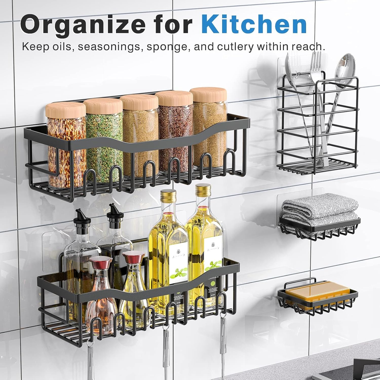 EUDELE Adhesive Shower Caddy 5 Pack Rustproof Stainless Steel Storage