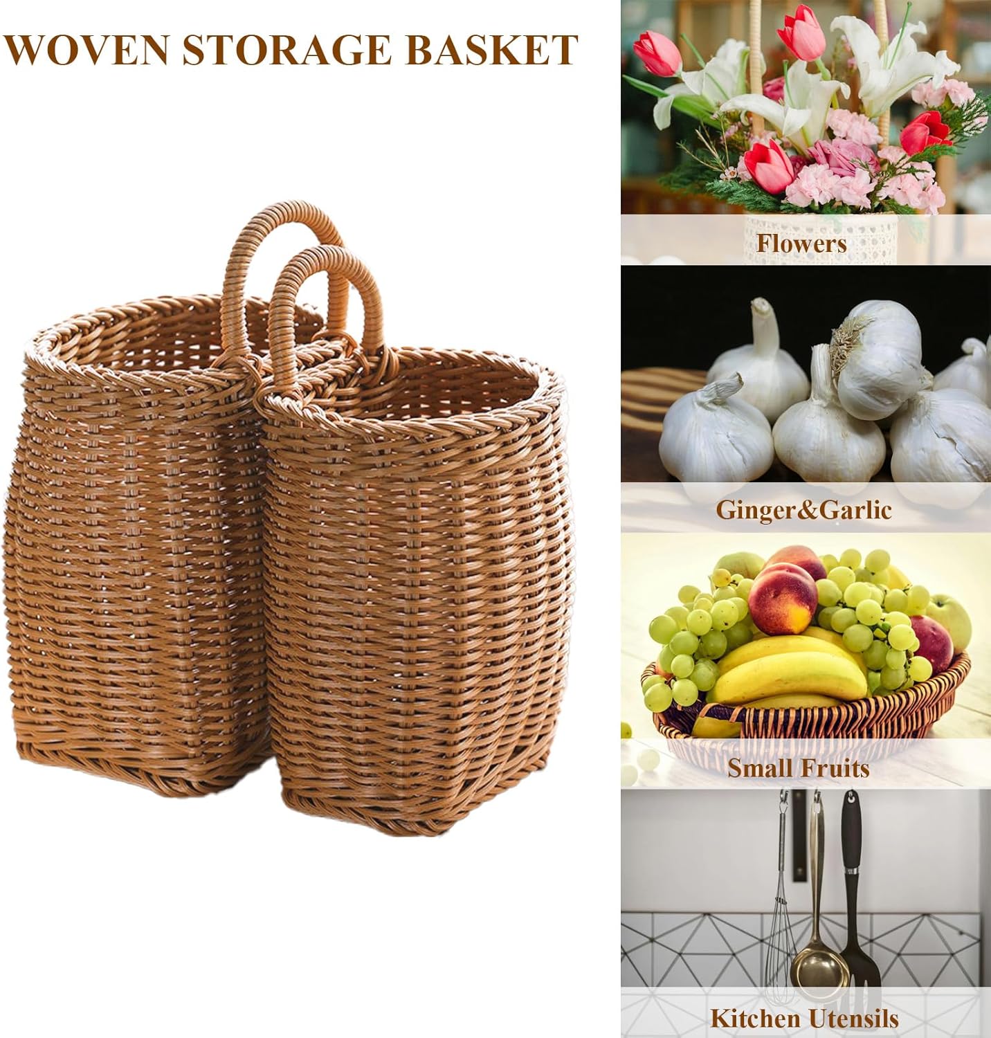 Sturdy Woven Wall Basket for Flowers and Kitchenware