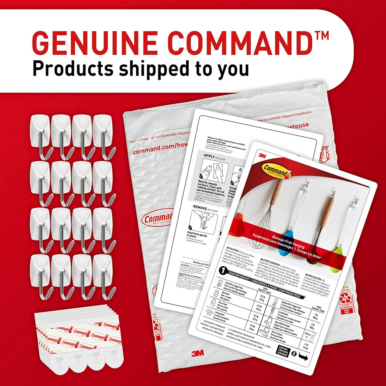 Command Small Wire Toggle Hooks 16-Pack with 24 Strips