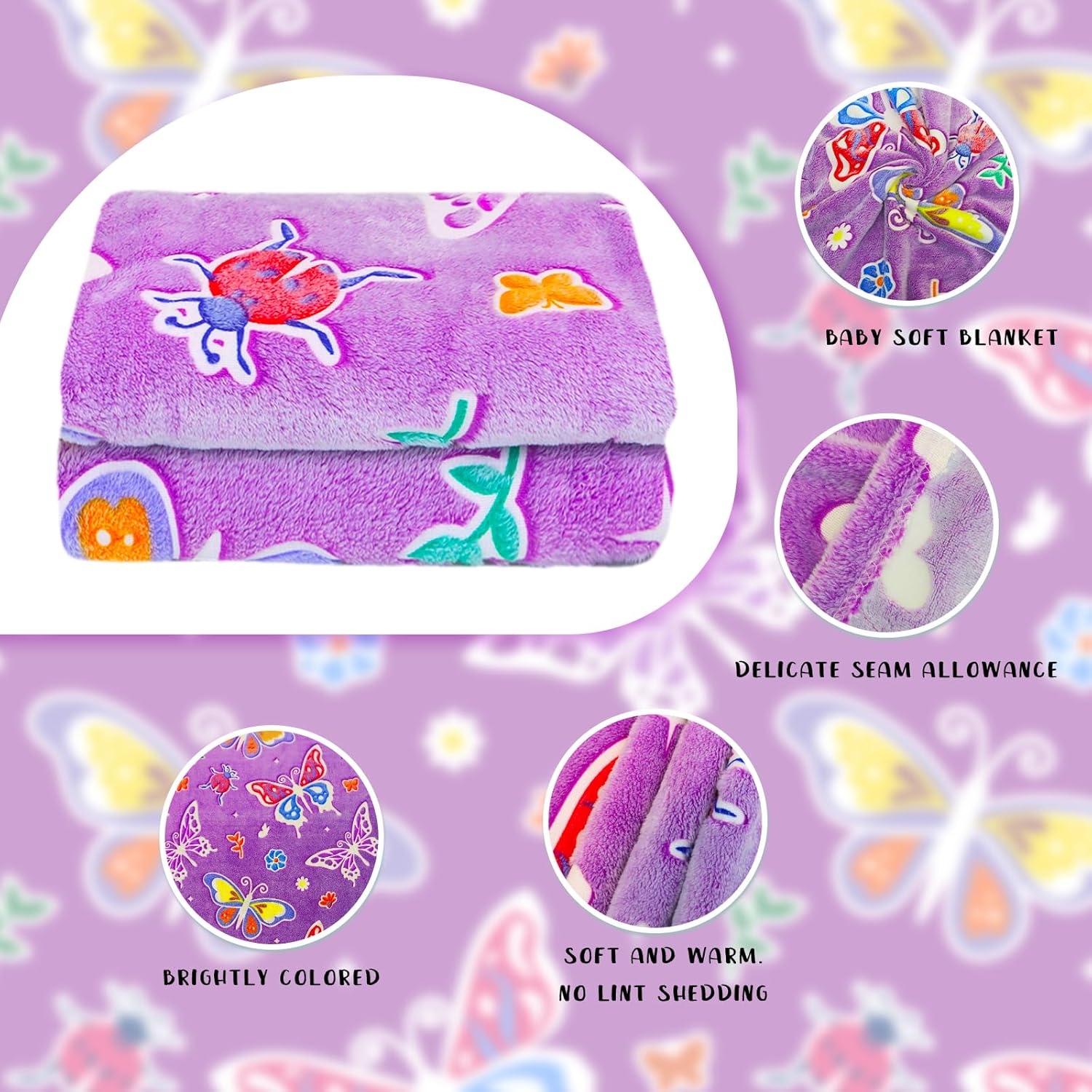 Glow in The Dark Butterfly Blanket for Girls and Kids