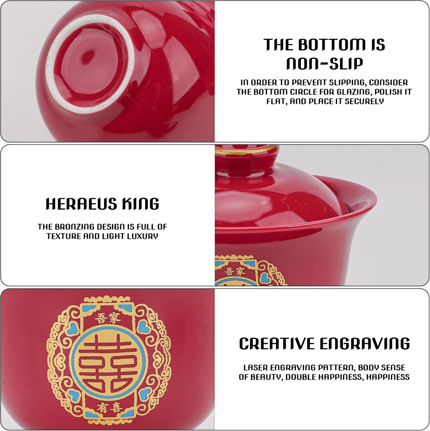 Chinese Red Tea Cup Set for Wedding Party