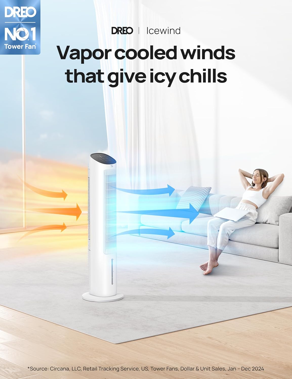 Dreo Evaporative Air Cooler with 80 Oscillation and Remote Control
