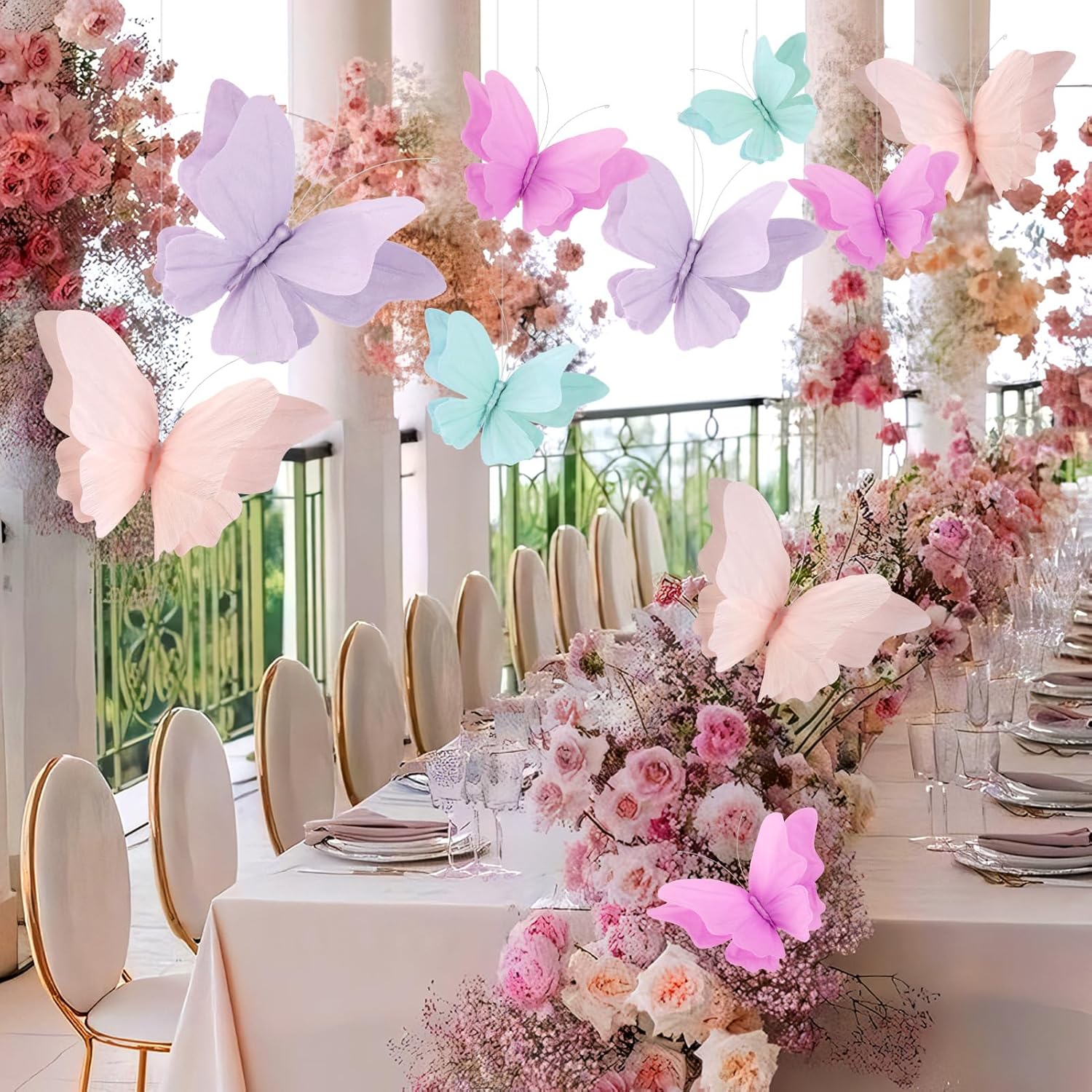 Butterfly Party Decorations 4 Pcs 3D Hanging Set