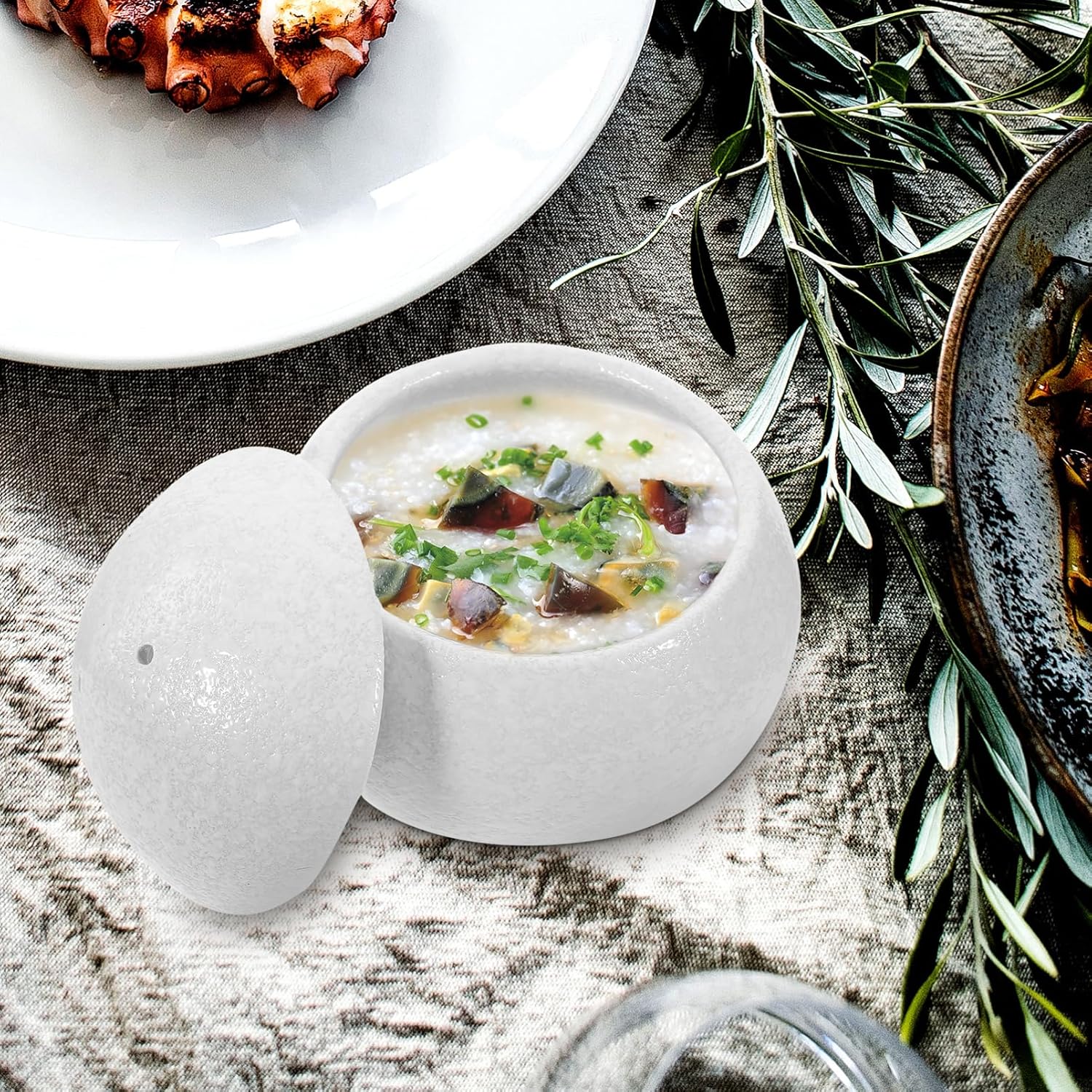 Alipis Porcelain Dessert Bowl Lid Candle Holder for Parties and Banquets