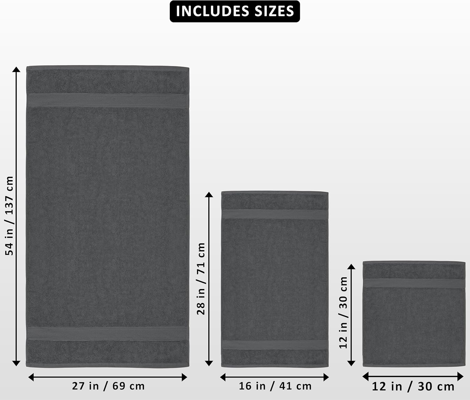 Utopia Towels 8 Piece Premium Set Grey