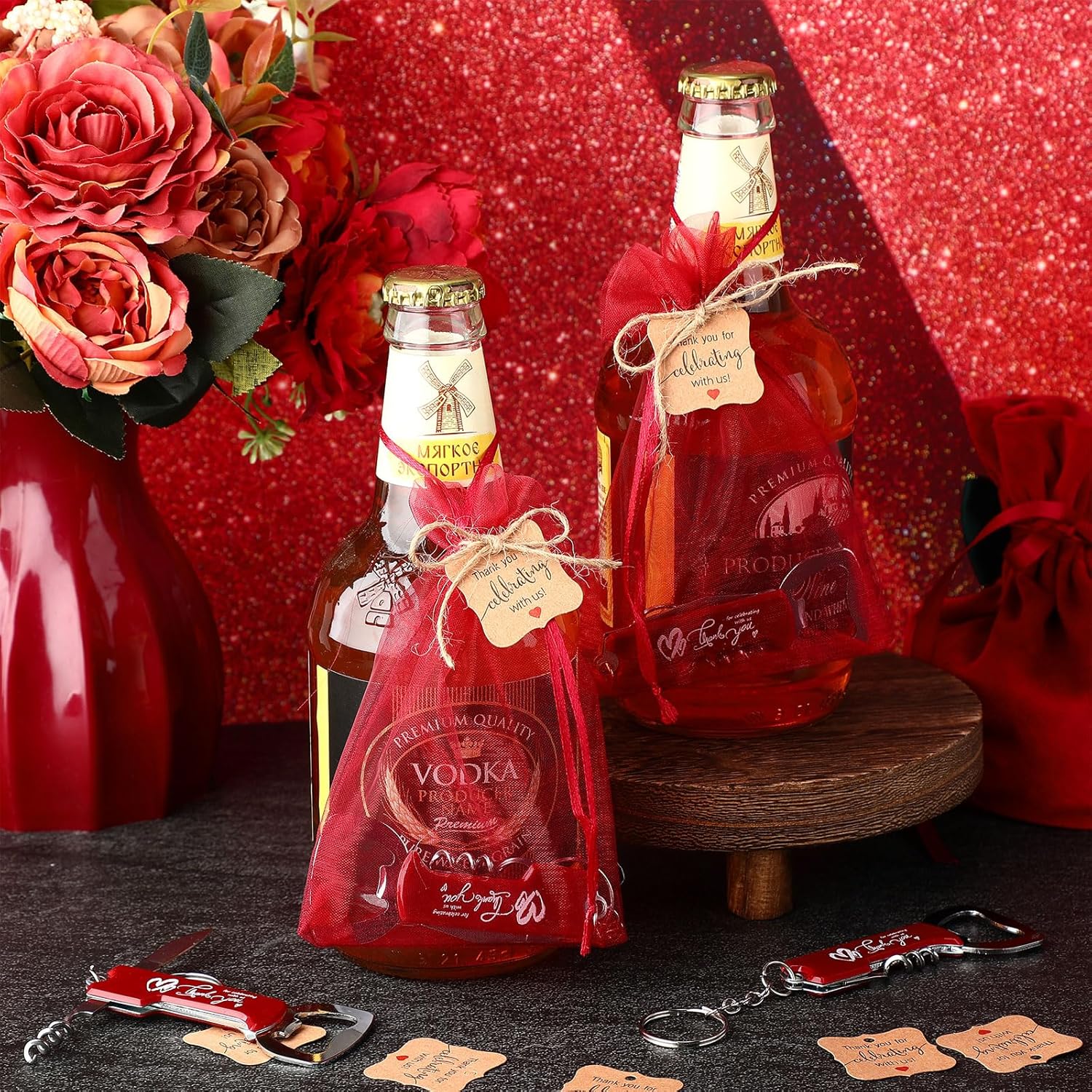 Vesici 24 Piece Wedding Favors with Bottle Openers and Keychains