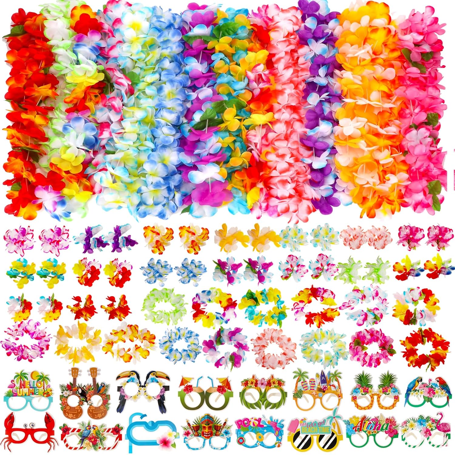 Atonofun 80 PCS Hawaiian Party Decor Accessory Pack