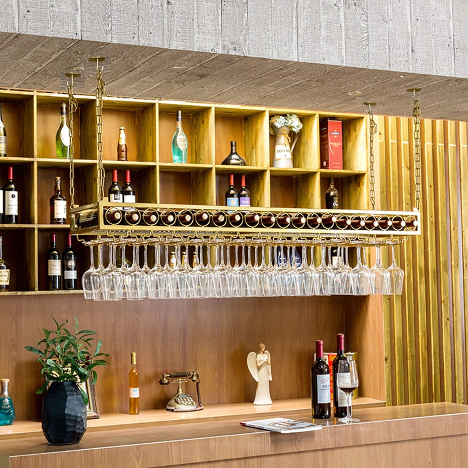 ShyhHts Wall Mounted Wine Rack - 120cm Durable Adjustable Holder