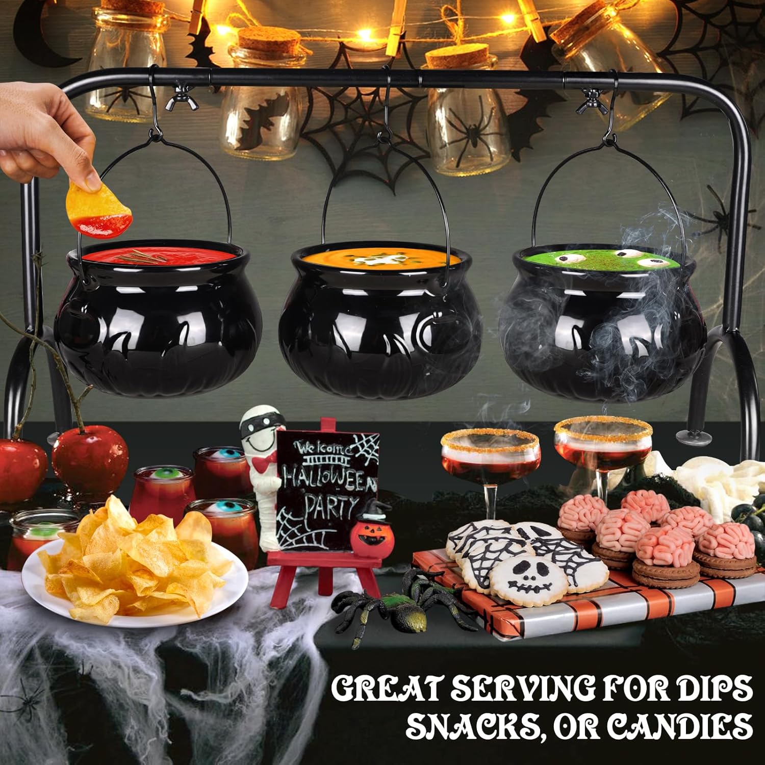 Halloween Witch Cauldron Serving Bowl Set