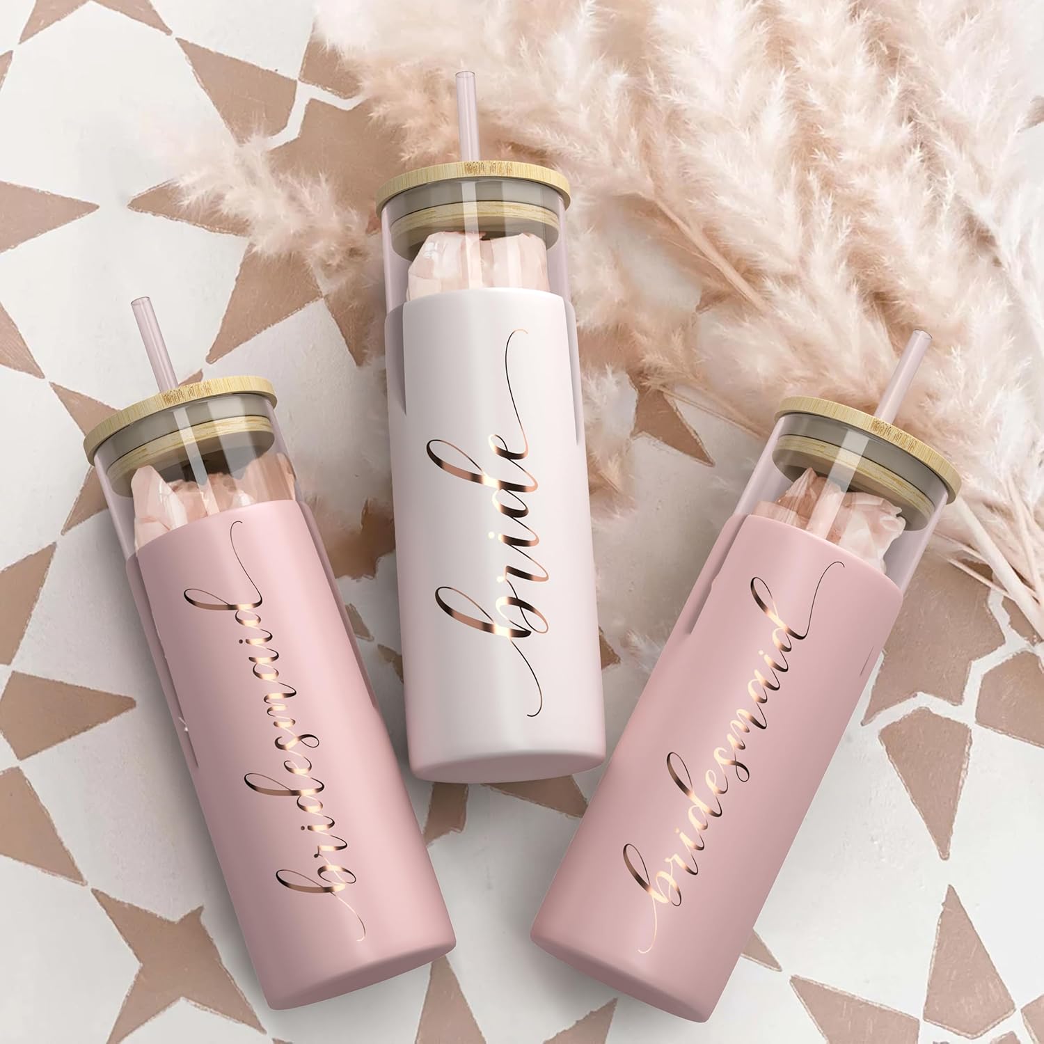 Bride To Be Iced Coffee Tumbler with Bamboo Lid and Straw