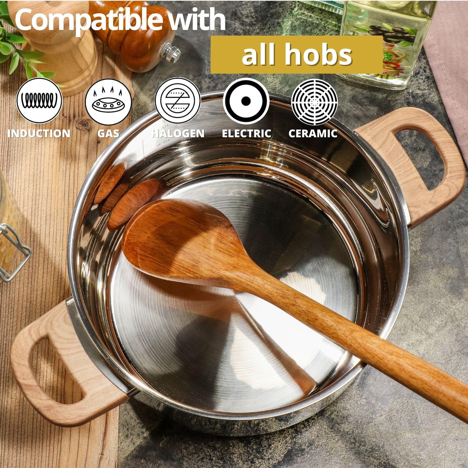 Daniks Oslo Stainless Steel Stockpot with Glass Lid 6 Quart Silver